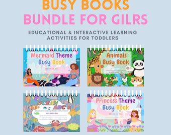 Girls' Busy Book Bundle, Editable Canva Toddler Activity Kit (Digital Download)