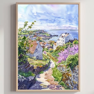 Isle of Jersey Channel Islands Watercolor Print: Europe Travel Art Poster.
Immerse yourself in the beauty of Isle of Jersey in the Channel Islands with our meticulously crafted wall art poster print. This watercolor illustration captures the essence of this iconic British destination, allowing you to relive cherished vacation travel memories. Perfect for home or office décor, or as a gift to an art lover. This beautiful high-resolution print is available as a framed and unframed print.