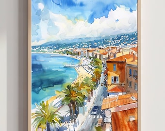 Nizza, Francia Acquerello: Poster di viaggio