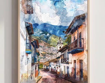 Ecuador South America Watercolor Print : Travel Art Poster