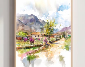 Bolivia South America Watercolor Print: Travel Art Poster