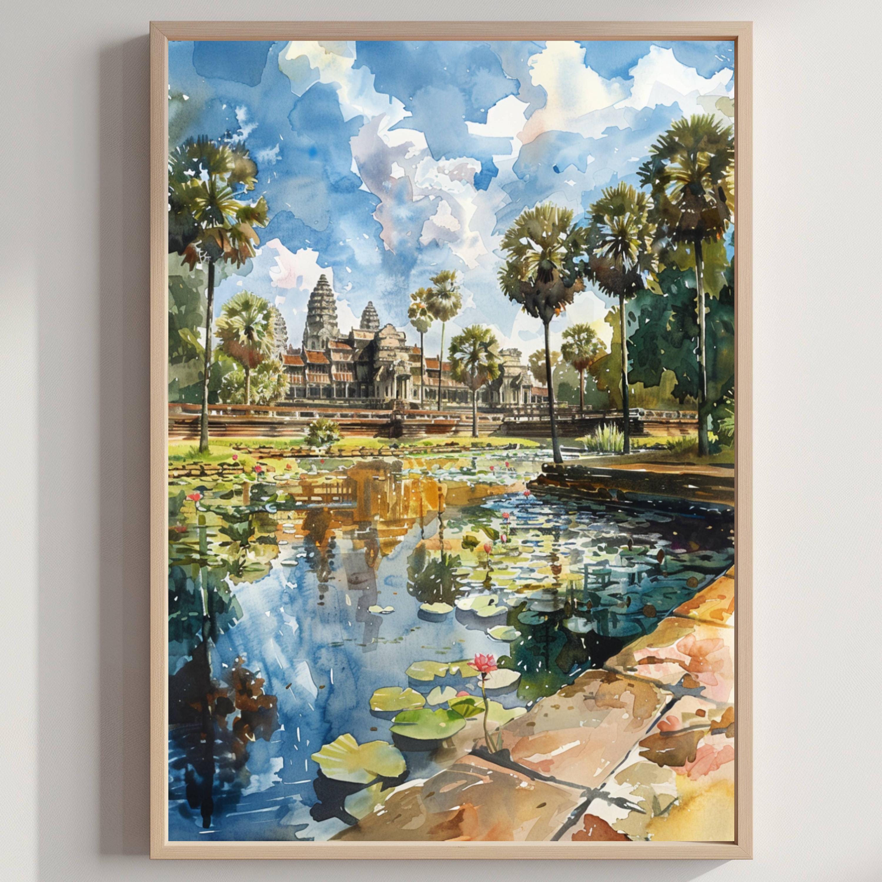 【油彩画】アンコール カンボジア 寺院 インテリア 絵画 芸術 アート Angkor Wat Painting - Etsy