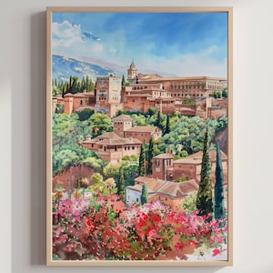 Alhambra Palace Granada Spain Watercolor: Travel Poster