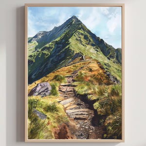 Mount Snowdon Snowdonia Wales UK Watercolor: Three Peaks Challenge Poster