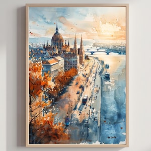 Budapest Hungary Europe Watercolor Travel Poster Print Hungary Wall Hanging Home & Office Décor Art Lovers Gift Budapest Hungary Art Print