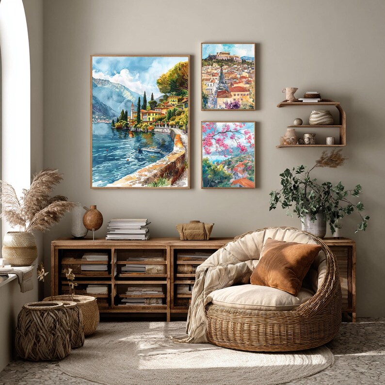 Lake Como Italy Watercolor Travel Print Italy Wall Hanging Décor European Italian Home & Office Poster  Art Lovers Gift Lake Como Italy Art. Immerse yourself in the beauty of Lake Como, Italy, Europe, with our meticulously crafted borderless wall art poster print. This watercolor illustration captures the essence of this iconic Italian  destination country, allowing you to relive cherished vacation travel memories every day. Perfect for home or office décor, or as a gift to an art lover.