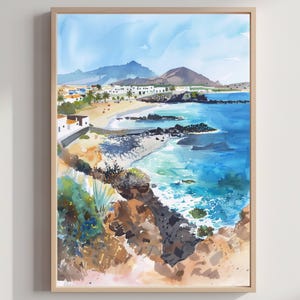 Fuerteventura Island Canary Islands Spain Watercolor: Travel Poster