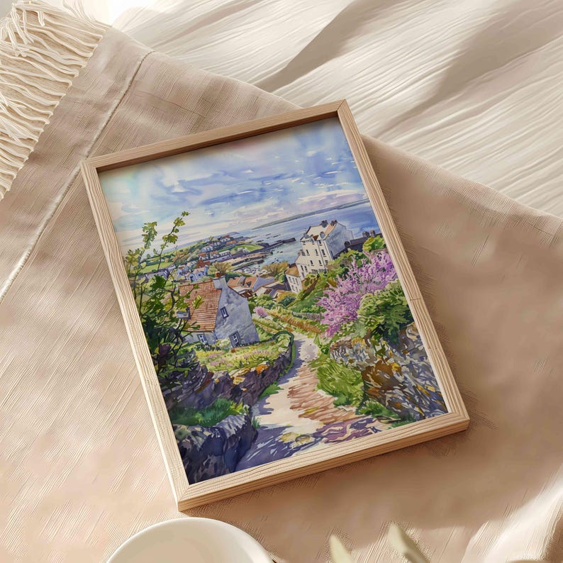 Isle of Jersey Channel Islands Watercolor Print: Europe Travel Art Poster.
Immerse yourself in the beauty of Isle of Jersey in the Channel Islands with our meticulously crafted wall art poster print. This watercolor illustration captures the essence of this iconic British destination, allowing you to relive cherished vacation travel memories. Perfect for home or office décor, or as a gift to an art lover. This beautiful high-resolution print is available as a framed and unframed print.