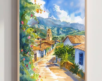 Colombia South America Watercolor Print: Travel Art Poster