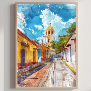 San Salvador El Salvador Watercolor Travel Poster Print San Salvador Wall Hanging Home Office Décor Art Lovers Gift Central American Art