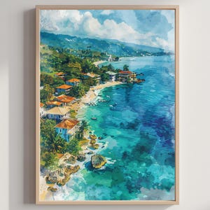 Jamaica Caribbean Watercolor Travel Poster Print Jamaica Wall Hanging Home & Office Décor Art Lovers Gift Rolled Jamaican Vacation Art Print