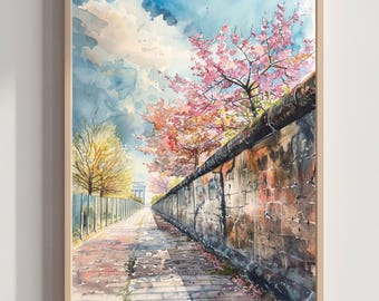 The Berlin Wall Berlin Germany Watercolor: Travel Art Poster