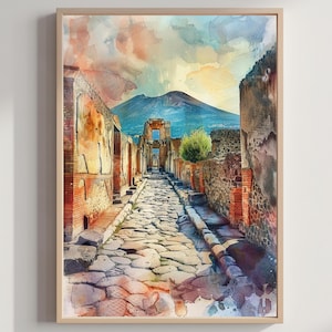 Pompeii Italy Europe Watercolor: Travel Print