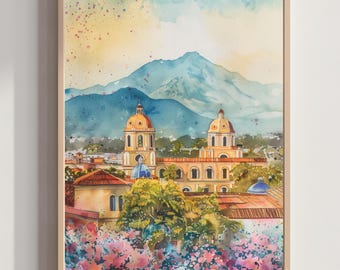 Managua Nicaragua Central America Watercolor: Travel Art Poster