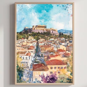 Athens Greece Watercolor: Travel Poster
