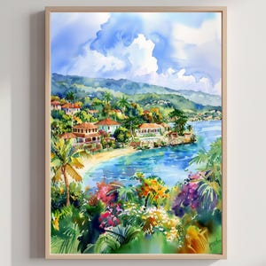 Jamaica Caribbean Watercolor Print: Travel Art Poster