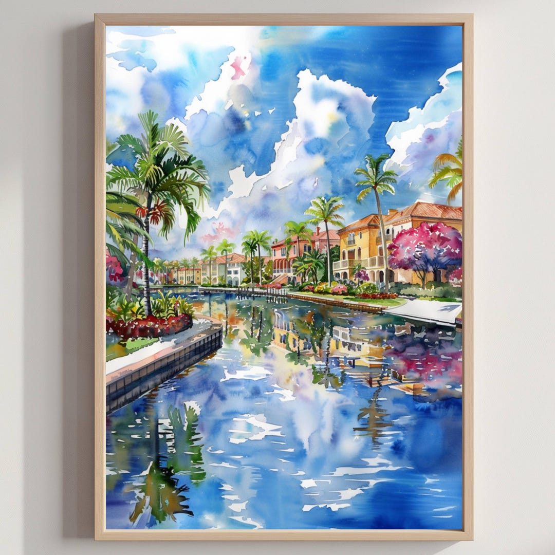 Boca Raton Florida USA Watercolor Print: Travel Art Poster - Etsy