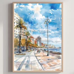 Montevideo City Uruguay South America Watercolor: Travel Poster