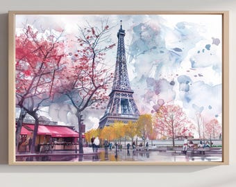 モンマルトル パリ 水彩画：フランス アート トラベル ポスター - Etsy