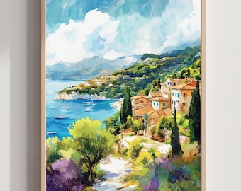 Corfu Island Greece Europe Watercolor Print: Greek Travel Art Poster