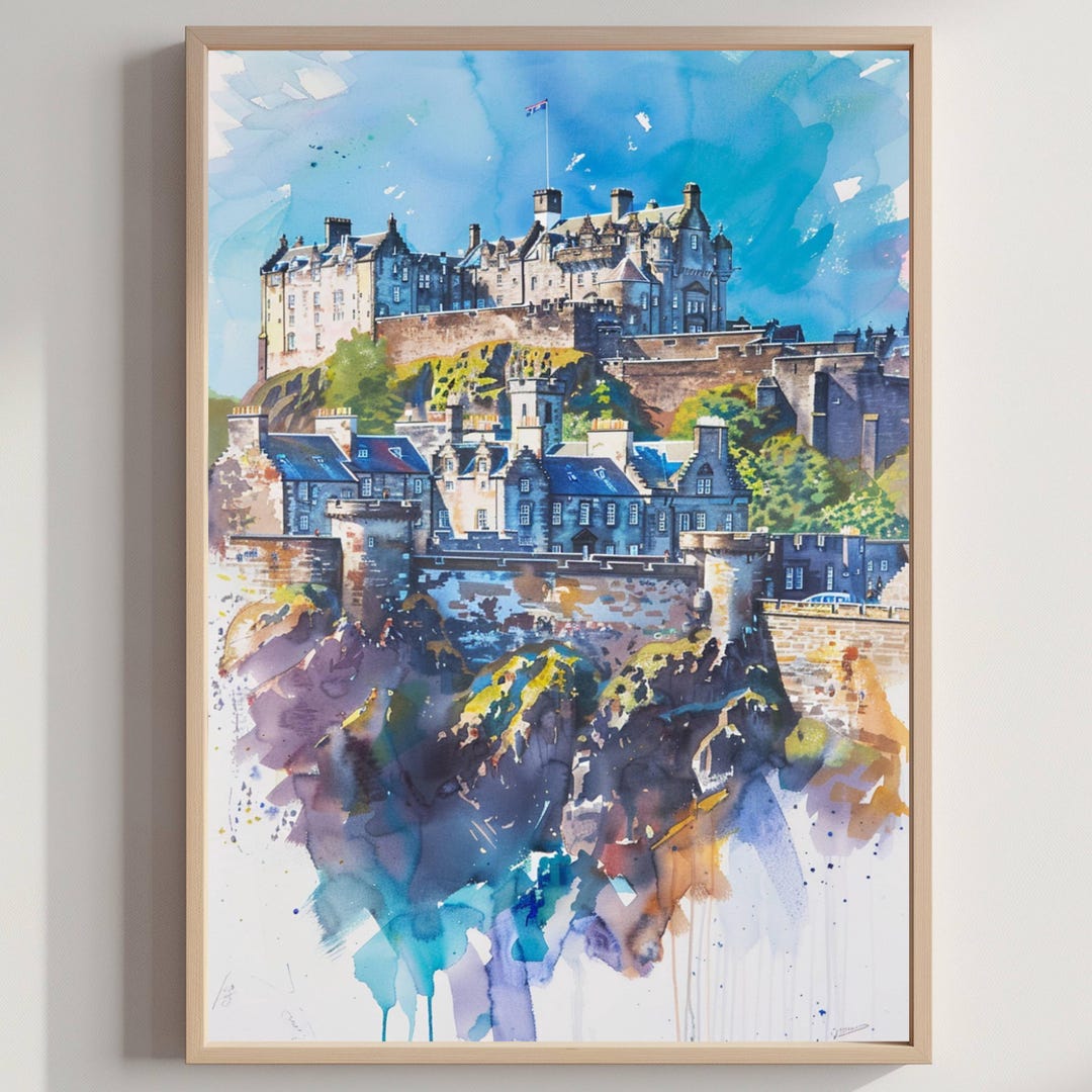Edinburgh Castle Scotland Watercolor Print: Scottish Travel Art Poster ...