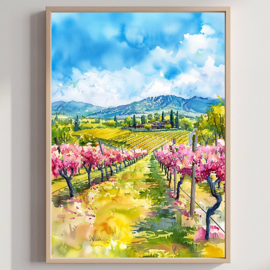 Napa Valley California USA Watercolor Print: American Travel Art Poster ...