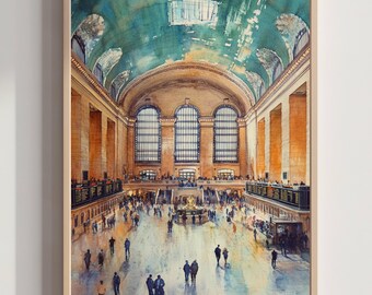 Akvarelltryck från Centralstationen i New York: Resekonstposter från USA