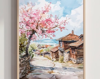Bulgaria Europe Watercolor Print: Travel Wall Art Poster