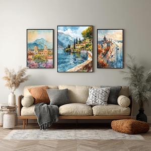 Lake Como Italy Watercolor Travel Print Italy Wall Hanging Décor European Italian Home & Office Poster  Art Lovers Gift Lake Como Italy Art. Immerse yourself in the beauty of Lake Como, Italy, Europe, with our meticulously crafted borderless wall art poster print. This watercolor illustration captures the essence of this iconic Italian  destination country, allowing you to relive cherished vacation travel memories every day. Perfect for home or office décor, or as a gift to an art lover.