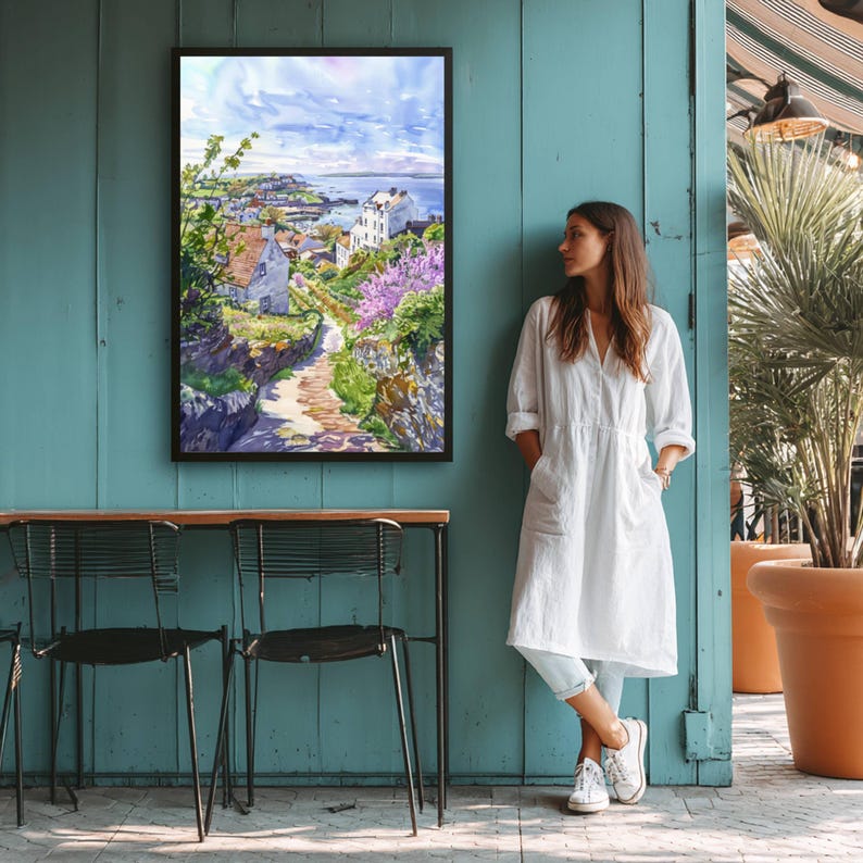 Isle of Jersey Channel Islands Watercolor Print: Europe Travel Art Poster.
Immerse yourself in the beauty of Isle of Jersey in the Channel Islands with our meticulously crafted wall art poster print. This watercolor illustration captures the essence of this iconic British destination, allowing you to relive cherished vacation travel memories. Perfect for home or office décor, or as a gift to an art lover. This beautiful high-resolution print is available as a framed and unframed print.