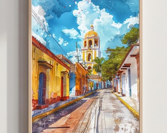 San Salvador El Salvador Central America Watercolor: Travel Art Poster