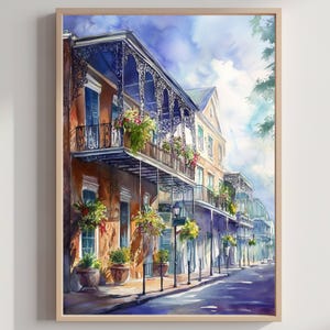 French Quarter New Orleans Louisiana USA Watercolor Print: Travel Art Poster
