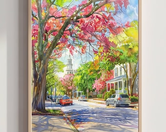 Charleston South Carolina USA Watercolor Print: American Travel Art Poster