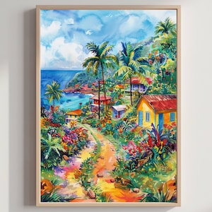 Trinidad & Tobago Caribbean Watercolor Travel Poster Trinidad and Tobago Home and Office Décor Caribbean Art Lovers Gift Caribbean Wall Art