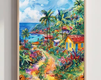 Trinidad & Tobago Caribbean Watercolor: Travel Art Poster