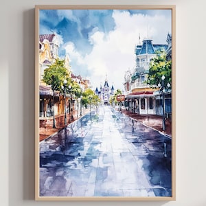 Disney World Resort Orlando Florida Watercolor Print: USA Travel Art Poster