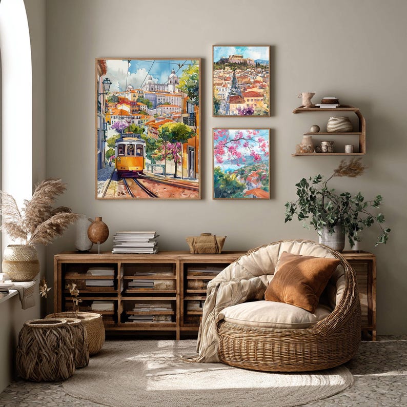 Lisbon Portugal Watercolor Travel Poster Print Lisbon Wall Hanging Home & Office Décor European Art Lovers Gift Portugal Vacation Portuguese. Immerse yourself in the beauty of Lisbon, Portugal, Europe, with our meticulously crafted borderless wall art poster print. This watercolor illustration captures the essence of this iconic Portuguese destination, allowing you to relive cherished vacation travel memories every day. Perfect for home or office décor, or as a gift to an art lover.