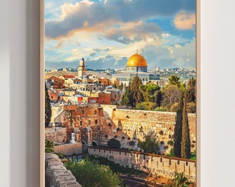Jerusalem Israel Middle East Watercolor Print: Travel Art Poster