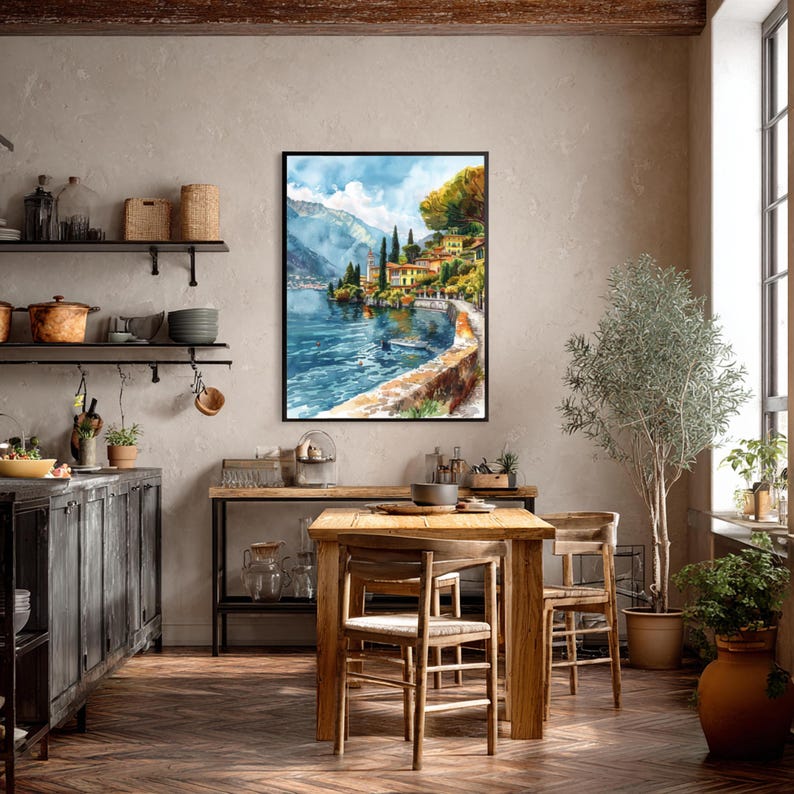 Lake Como Italy Watercolor Travel Print Italy Wall Hanging Décor European Italian Home & Office Poster  Art Lovers Gift Lake Como Italy Art. Immerse yourself in the beauty of Lake Como, Italy, Europe, with our meticulously crafted borderless wall art poster print. This watercolor illustration captures the essence of this iconic Italian  destination country, allowing you to relive cherished vacation travel memories every day. Perfect for home or office décor, or as a gift to an art lover.