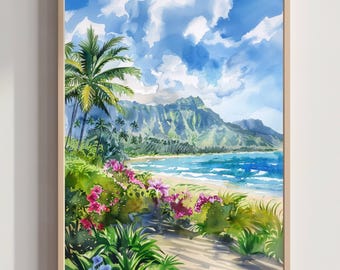 Impresión de acuarela de Hawái, Estados Unidos de América: póster de arte de viaje