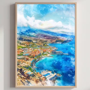 Tenerife Island Canary Islands Spain Watercolor Travel Poster Print Spanish Wall Hanging Home & Office Décor Spain Art Lovers Gift Tenerife