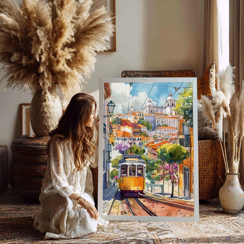 Lisbon Portugal Watercolor Travel Poster Print Lisbon Wall Hanging Home & Office Décor European Art Lovers Gift Portugal Vacation Portuguese. Immerse yourself in the beauty of Lisbon, Portugal, Europe, with our meticulously crafted borderless wall art poster print. This watercolor illustration captures the essence of this iconic Portuguese destination, allowing you to relive cherished vacation travel memories every day. Perfect for home or office décor, or as a gift to an art lover.
