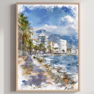 Marbella Costa del Sol Spain Watercolor: Travel Poster