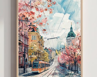 Impresión de acuarela de Helsinki, Finlandia y Escandinavia: Póster de viaje por Europa