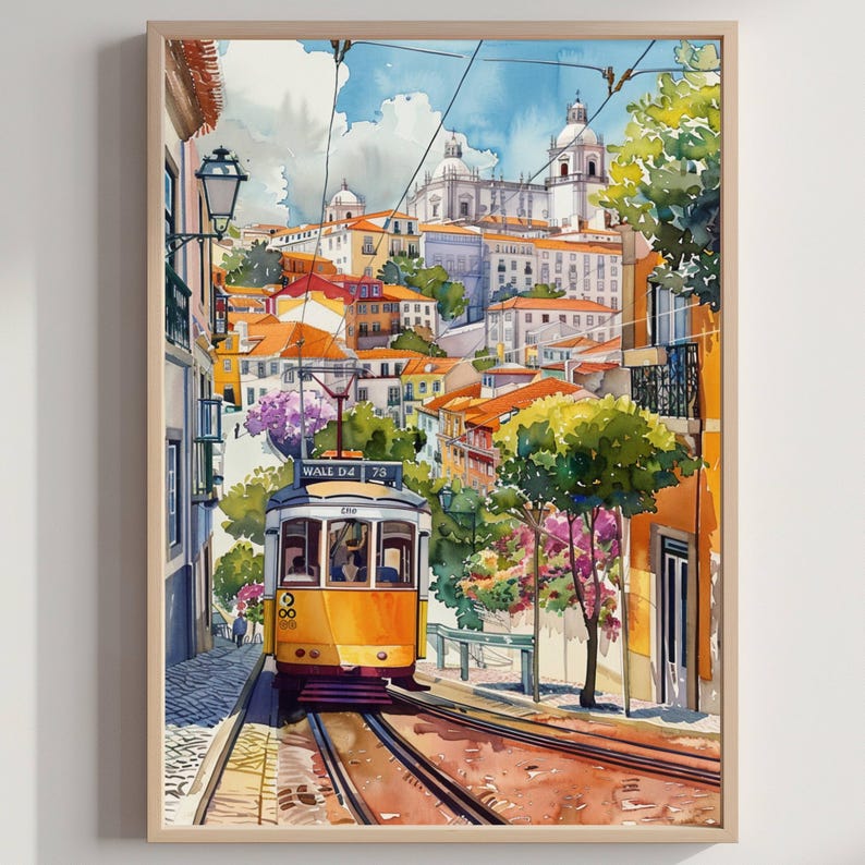 Lisbon Portugal Watercolor Travel Poster Print Lisbon Wall Hanging Home & Office Décor European Art Lovers Gift Portugal Vacation Portuguese. Immerse yourself in the beauty of Lisbon, Portugal, Europe, with our meticulously crafted borderless wall art poster print. This watercolor illustration captures the essence of this iconic Portuguese destination, allowing you to relive cherished vacation travel memories every day. Perfect for home or office décor, or as a gift to an art lover.