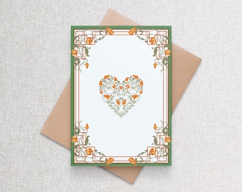 Floral Heart Valentine's Card: Romantic Anniversary Greeting