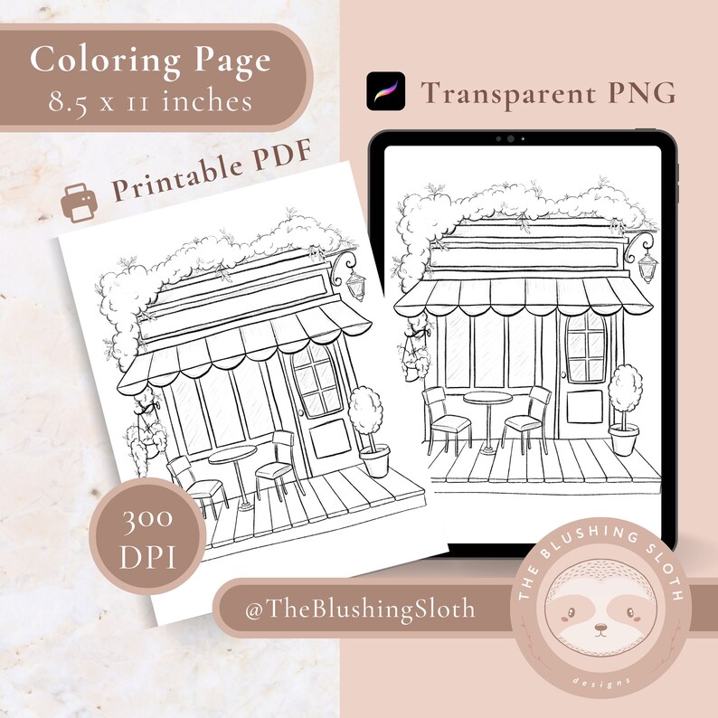 Printable Storefront Coloring Page - Storefront Digital Sketch ...