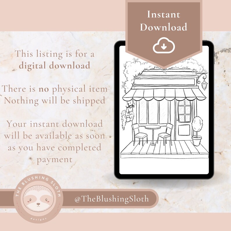 Printable Storefront Coloring Page - Storefront Digital Sketch ...