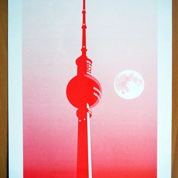 Berlin Moon A3 Risograph Print.