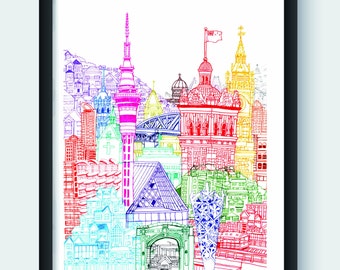 New Zealand Towers A4 Print